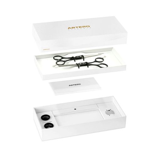 SET Zestaw Nożyczki fryzjerskie + degażówki BLACK SYMETRIC 5,5' ARTERO - obrazek 2