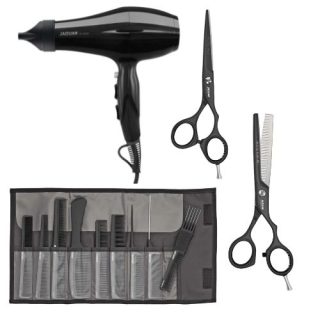 Zestaw narzedzi fryzjerskich JAGUAR ( Suszarka Calima, Zestaw Grzebieni, Nożyczki Pastell Plus Crane 5,5", Degażówki Pastell Plus Crane 5,5")