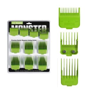 MONSTER Monsterclipper Magnetic Attachment Combs GREEN 10pcs (1.5/3/4.5/6/10/13/16/19/22/25mm) Nakładki dystansowe do maszynki MONSTERCLIPPER